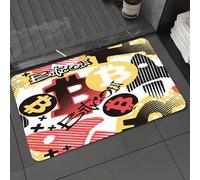 DALEXHM Microfibre Bath Mat, Door Mat, Pet Mat,Bathroom Rug Machine Washable,Non-slip,Super absorbent,Extra Soft,Bitcoin doodle style seamless funky pattern digital currency symbol. Hype tren,24x39in