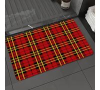 DALEXHM Microfibre Bath Mat, Door Mat, Pet Mat,Bathroom Rug Machine Washable,Non-slip,Super absorbent,Extra Soft,Square, repeating red, black and yellow grids to create dynamic grid patterns,20x31in