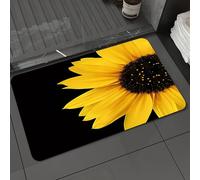DALEXHM Microfibre Bath Mat, Door Mat, Pet Mat,Bathroom Rug Machine Washable,Non-slip,Super absorbent,Extra Soft,Yellow sunflower, black background,16x24in