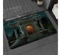 DALEXHM Microfibre Bath Mat, Door Mat, Pet Mat,Bathroom Rug Machine Washable,Non-slip,Super absorbent,Extra Soft,The night view of the European-style carved stone pavilion,20x31in