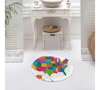 DALEXHM Microfibre Bath Mat, Door Mat, Pet Mat,Bathroom Rug Machine Washable,Non-slip,Super absorbent,Extra Soft,Wanderlust, Colorful USA Map with states and capitals Washington Flor,24x24in