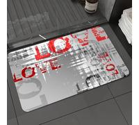 DALEXHM Microfibre Bath Mat, Door Mat, Pet Mat,Bathroom Rug Machine Washable,Non-slip,Super absorbent,Extra Soft,The LOVE graffiti painting with red and gray texture,20x31in