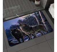 DALEXHM Microfibre Bath Mat, Door Mat, Pet Mat,Bathroom Rug Machine Washable,Non-slip,Super absorbent,Extra Soft,Wolves, howling wolves under the frosty night and moon,24x39in