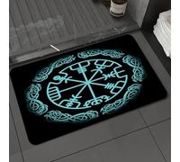 DALEXHM Microfibre Bath Mat, Door Mat, Pet Mat,Bathroom Rug Machine Washable,Non-slip,Super absorbent,Extra Soft,Magic Navigation Compass of ancient Icelandic Vikings with scandinavian orname,20x31in