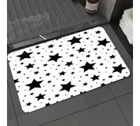 DALEXHM Microfibre Bath Mat, Door Mat, Pet Mat,Bathroom Rug Machine Washable,Non-slip,Super absorbent,Extra Soft,Seamless pattern with black stars on a white background. Vector illustration.,24x39in