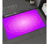 DALEXHM Microfibre Bath Mat, Door Mat, Pet Mat,Bathroom Rug Machine Washable,Non-slip,Super absorbent,Extra Soft,Flower of life in vibrant psychedelic tones Love Soul Kitsch Artisti,24x39in
