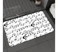 DALEXHM Microfibre Bath Mat, Door Mat, Pet Mat,Bathroom Rug Machine Washable,Non-slip,Super absorbent,Extra Soft,Musical note design, a series of repetitive designs of white five-line black n,24x39in