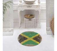 DALEXHM Microfibre Bath Mat, Door Mat, Pet Mat,Bathroom Rug Machine Washable,Non-slip,Super absorbent,Extra Soft,flag of Jamaica or Jamaican banner on brick texture,24x24in