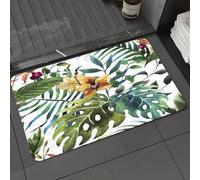 DALEXHM Microfibre Bath Mat, Door Mat, Pet Mat,Bathroom Rug Machine Washable,Non-slip,Super absorbent,Extra Soft,Tropical plants, watercolor painting of turtle-back bamboo and orchids,16x24in