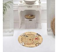 DALEXHM Microfibre Bath Mat, Door Mat, Pet Mat,Bathroom Rug Machine Washable,Non-slip,Super absorbent,Extra Soft,Vintage treasure diagram, themed board game with l elements and starting point,24x24in