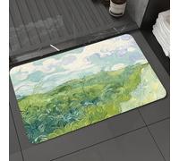 DALEXHM Microfibre Bath Mat, Door Mat, Pet Mat,Bathroom Rug Machine Washable,Non-slip,Super absorbent,Extra Soft,Impressionist landscape, emerald green fields and whimsical clouds, iconic Imp,20x31in
