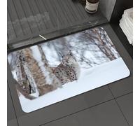 DALEXHM Microfibre Bath Mat, Door Mat, Pet Mat,Bathroom Rug Machine Washable,Non-slip,Super absorbent,Extra Soft,european lynx in the snow. Cold winter February Norway.,24x39in