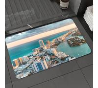 DALEXHM Microfibre Bath Mat, Door Mat, Pet Mat,Bathroom Rug Machine Washable,Non-slip,Super absorbent,Extra Soft,View from the helicopter of South Beach Miami,24x39in