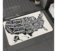 DALEXHM Microfibre Bath Mat, Door Mat, Pet Mat,Bathroom Rug Machine Washable,Non-slip,Super absorbent,Extra Soft,USA map, simplified black and white map highlights state boundaries and names,16x24in