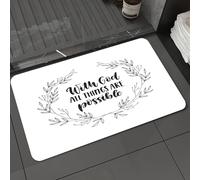 DALEXHM Microfibre Bath Mat, Door Mat, Pet Mat,Bathroom Rug Machine Washable,Non-slip,Super absorbent,Extra Soft,Vector hand drawn religion p - With God all things are possible. Hand letterin,24x39in
