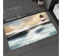 DALEXHM Microfibre Bath Mat, Door Mat, Pet Mat,Bathroom Rug Machine Washable,Non-slip,Super absorbent,Extra Soft,Lighthouse, stormy sea oil painting splashing the moon and the,24x39in