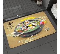 DALEXHM Microfibre Bath Mat, Door Mat, Pet Mat,Bathroom Rug Machine Washable,Non-slip,Super absorbent,Extra Soft,Traditional South Korean Motifs Inside a Khimchi Hot Pot Tourist Attractions,16x24in