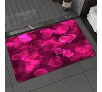 DALEXHM Microfibre Bath Mat, Door Mat, Pet Mat,Bathroom Rug Machine Washable,Non-slip,Super absorbent,Extra Soft,Hot Pink, Cute Cute Heart Shapes,16x24in