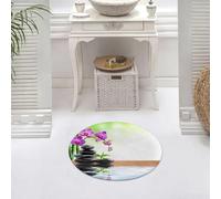 DALEXHM Microfibre Bath Mat, Door Mat, Pet Mat,Bathroom Rug Machine Washable,Non-slip,Super absorbent,Extra Soft,With stacked stones, orchids and reflections, black pebbles, purple orchids an,24x24in