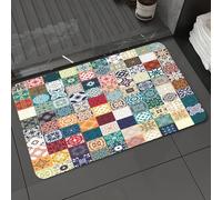 DALEXHM Microfibre Bath Mat, Door Mat, Pet Mat,Bathroom Rug Machine Washable,Non-slip,Super absorbent,Extra Soft,Compilation of ceramic tile designs, compilation of squares of ceramic tile wi,24x39in