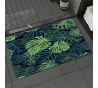 DALEXHM Microfibre Bath Mat, Door Mat, Pet Mat,Bathroom Rug Machine Washable,Non-slip,Super absorbent,Extra Soft,Tropical Plants Green Monstera Abstract Bizarre Pattern,20x31in