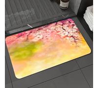 DALEXHM Microfibre Bath Mat, Door Mat, Pet Mat,Bathroom Rug Machine Washable,Non-slip,Super absorbent,Extra Soft,Japanese Cherry Sakura Floral Artwork in Soft Color Over Blurred Nature Backgr,20x31in
