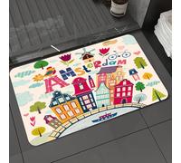 DALEXHM Microfibre Bath Mat, Door Mat, Pet Mat,Bathroom Rug Machine Washable,Non-slip,Super absorbent,Extra Soft,Vector illustration in cartoon style with symbols of Amsterdam,20x31in