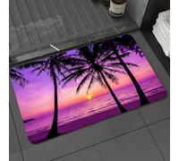 DALEXHM Microfibre Bath Mat, Door Mat, Pet Mat,Bathroom Rug Machine Washable,Non-slip,Super absorbent,Extra Soft,Tropical Decor, Palm Trees Silhouette On Tropical Beach Coast Sunset Exotic Va,16x24in