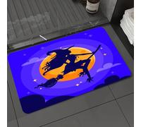 DALEXHM Microfibre Bath Mat, Door Mat, Pet Mat,Bathroom Rug Machine Washable,Non-slip,Super absorbent,Extra Soft,Halloween witch silhouette on a broom opposite the moon.,24x39in