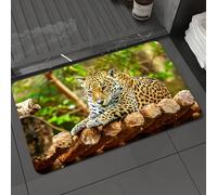 DALEXHM Microfibre Bath Mat, Door Mat, Pet Mat,Bathroom Rug Machine Washable,Non-slip,Super absorbent,Extra Soft,Zoo, Jaguar on a wooden floor Animals Wildlife feline predator mammal feline h,20x31in