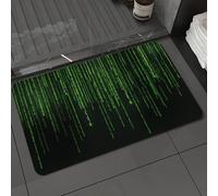 DALEXHM Microfibre Bath Mat, Door Mat, Pet Mat,Bathroom Rug Machine Washable,Non-slip,Super absorbent,Extra Soft,Technology binary code. Random falling green digits on screen. Hacked software,24x39in