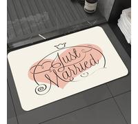 DALEXHM Microfibre Bath Mat, Door Mat, Pet Mat,Bathroom Rug Machine Washable,Non-slip,Super absorbent,Extra Soft,Wedding announcements, stylish 'freshly married' message, surrounded by heart,24x39in