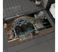 DALEXHM Microfibre Bath Mat, Door Mat, Pet Mat,Bathroom Rug Machine Washable,Non-slip,Super absorbent,Extra Soft,The mysterious courtyard realm of the dark medieval times, the abandoned castl,24x39in