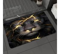 DALEXHM Microfibre Bath Mat, Door Mat, Pet Mat,Bathroom Rug Machine Washable,Non-slip,Super absorbent,Extra Soft,Lion, a black lion portrait with dark stripeswoven with golden light,24x39in