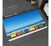 DALEXHM Microfibre Bath Mat, Door Mat, Pet Mat,Bathroom Rug Machine Washable,Non-slip,Super absorbent,Extra Soft,Colorful coastal seaside，Vivid beach hut in the ocean beautiful scenery，Colorf,16x24in