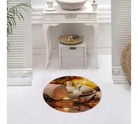 DALEXHM Microfibre Bath Mat, Door Mat, Pet Mat,Bathroom Rug Machine Washable,Non-slip,Super absorbent,Extra Soft,Spa Decor,Outdoor Spa Massage Setting at Sunset with Candlelight Reflections C,24x24in