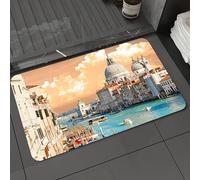 DALEXHM Microfibre Bath Mat, Door Mat, Pet Mat,Bathroom Rug Machine Washable,Non-slip,Super absorbent,Extra Soft,City, Venice Italian cityscape of Grand Canal, Boats Navigate the Blue Waters,24x39in