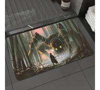 DALEXHM Microfibre Bath Mat, Door Mat, Pet Mat,Bathroom Rug Machine Washable,Non-slip,Super absorbent,Extra Soft,young wizard with magic staff and giant creature looking at each other in the,20x31in