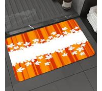 DALEXHM Microfibre Bath Mat, Door Mat, Pet Mat,Bathroom Rug Machine Washable,Non-slip,Super absorbent,Extra Soft,Silhouettes of fallen autumn leaves on orange textured background,20x31in