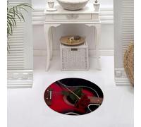 DALEXHM Microfibre Bath Mat, Door Mat, Pet Mat,Bathroom Rug Machine Washable,Non-slip,Super absorbent,Extra Soft,Red and Black, Spanish Musician Portugal Handmade Guitar with Love Theme,24x24in