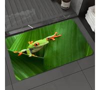 DALEXHM Microfibre Bath Mat, Door Mat, Pet Mat,Bathroom Rug Machine Washable,Non-slip,Super absorbent,Extra Soft,red eyed tree frog crawling between leafs in jungle at border of Panama and Co,20x31in