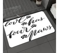 DALEXHM Microfibre Bath Mat, Door Mat, Pet Mat,Bathroom Rug Machine Washable,Non-slip,Super absorbent,Extra Soft,Quote, watercolor style hand letters love has four paws brush calligraphy,20x31in