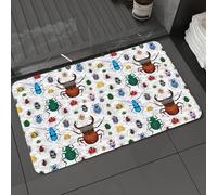 DALEXHM Microfibre Bath Mat, Door Mat, Pet Mat,Bathroom Rug Machine Washable,Non-slip,Super absorbent,Extra Soft,Seamless pattern with colorful bugs. Bright vector drawing of small beetles.ct,24x39in