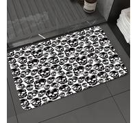 DALEXHM Microfibre Bath Mat, Door Mat, Pet Mat,Bathroom Rug Machine Washable,Non-slip,Super absorbent,Extra Soft,Gothic,Grunge Black Human Skulls on White Backdrop Evil Men Fear Horror Death,24x39in