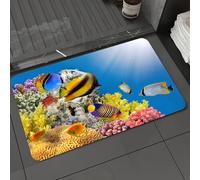 DALEXHM Microfibre Bath Mat, Door Mat, Pet Mat,Bathroom Rug Machine Washable,Non-slip,Super absorbent,Extra Soft,Ocean,Coral Colony on a Reef Top in Red Sea Egypt Exotic Fishes Aquatic Underw,20x31in