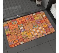 DALEXHM Microfibre Bath Mat, Door Mat, Pet Mat,Bathroom Rug Machine Washable,Non-slip,Super absorbent,Extra Soft,Moroccan,Collection of Moroccan Style Geometric Patterns Floral Ornamental Pat,16x24in
