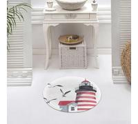 DALEXHM Microfibre Bath Mat, Door Mat, Pet Mat,Bathroom Rug Machine Washable,Non-slip,Super absorbent,Extra Soft,Apartment decor, lighthouse and seagulls on the beach Help to navigation by th,24x24in