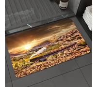 DALEXHM Microfibre Bath Mat, Door Mat, Pet Mat,Bathroom Rug Machine Washable,Non-slip,Super absorbent,Extra Soft,Glenfinnan Railway Viaduct in Scotland with the Jacobite steam train against s,24x39in