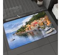 DALEXHM Microfibre Bath Mat, Door Mat, Pet Mat,Bathroom Rug Machine Washable,Non-slip,Super absorbent,Extra Soft,Italian decor, summer village by the Mediterranean Sea with,20x31in