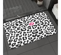DALEXHM Microfibre Bath Mat, Door Mat, Pet Mat,Bathroom Rug Machine Washable,Non-slip,Super absorbent,Extra Soft,Leopard Cheetah Animal Print with Kiss Mold Lipstick Mark Dotted Trend Graphic,24x39in